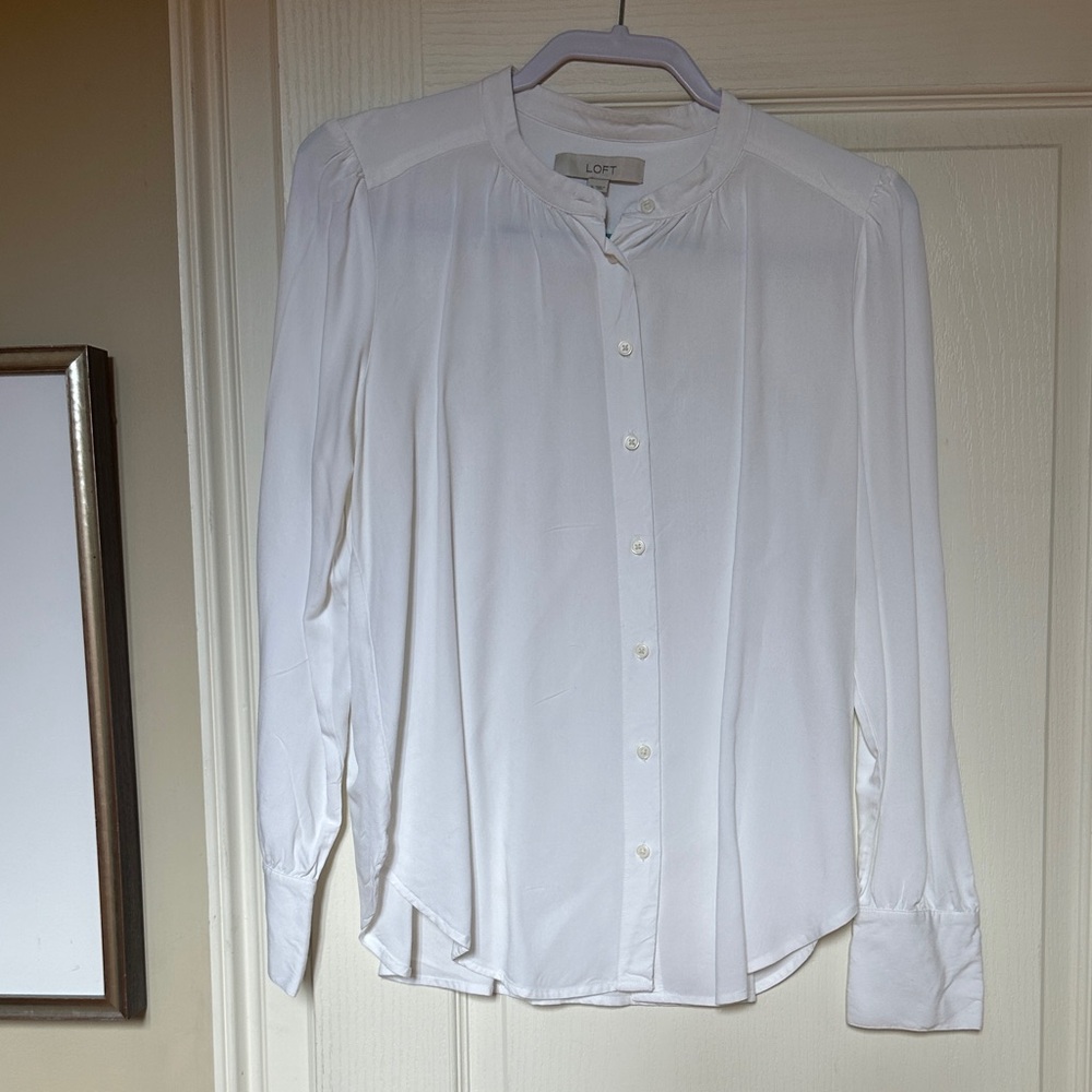 LOFT Classic Cream Button-Up Blouse